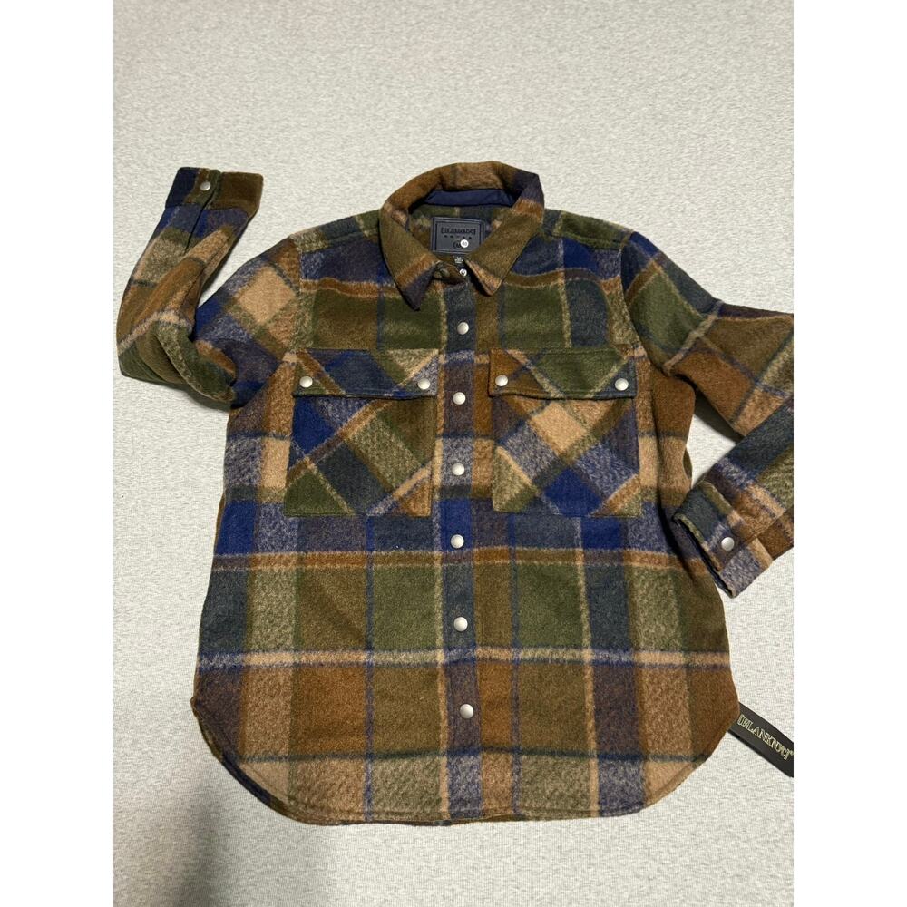 BlankNYC Hit The Trail Shacket Flannel Brown Green Navy Sz M - Picture 4 of 12